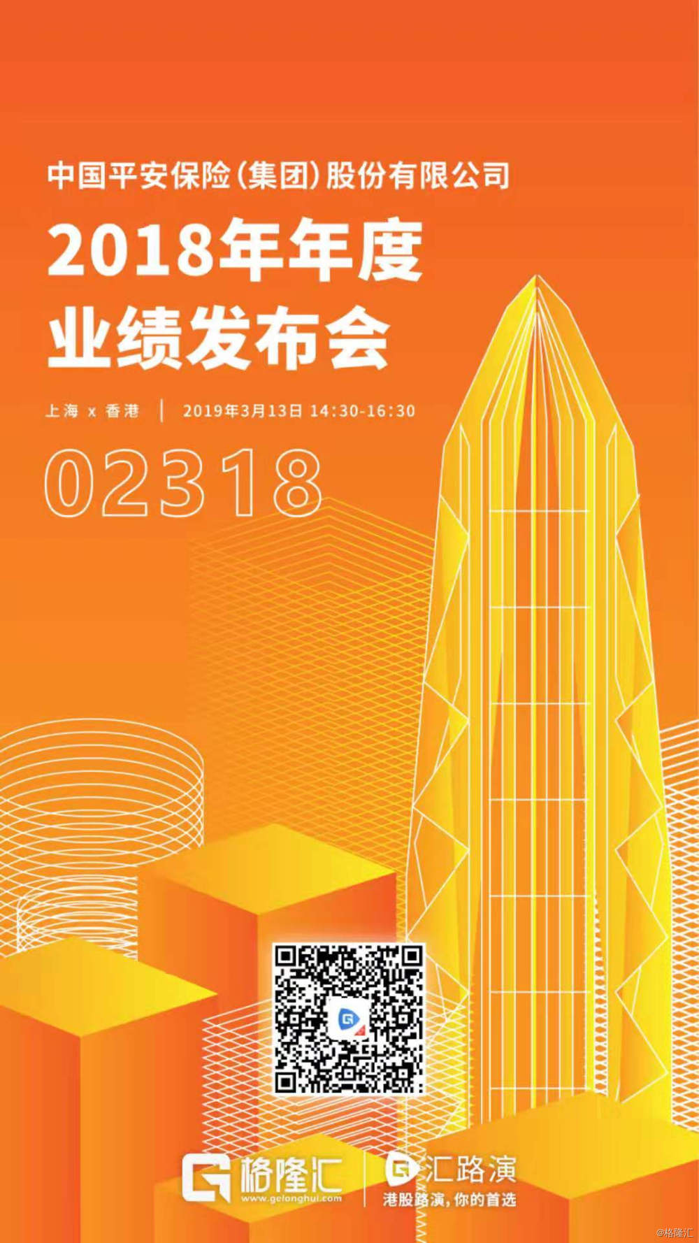 【提醒:格隆汇app,汇路演app即将直播中国平安业绩发布会】